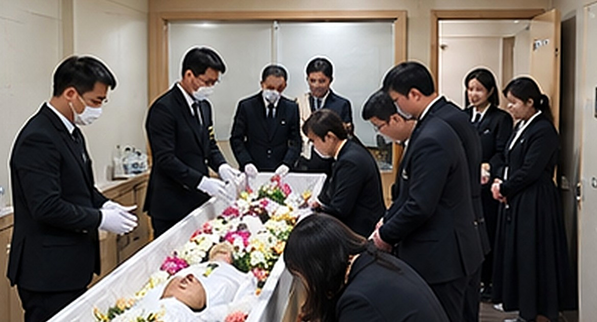 가족이 함께 고인을 배웅하는 모습